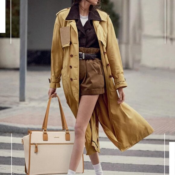 Women's 15.6 inch Jute Computer Tote Bag - Large Capacity Handbag with Clutch Pu - Picture 2 of 8